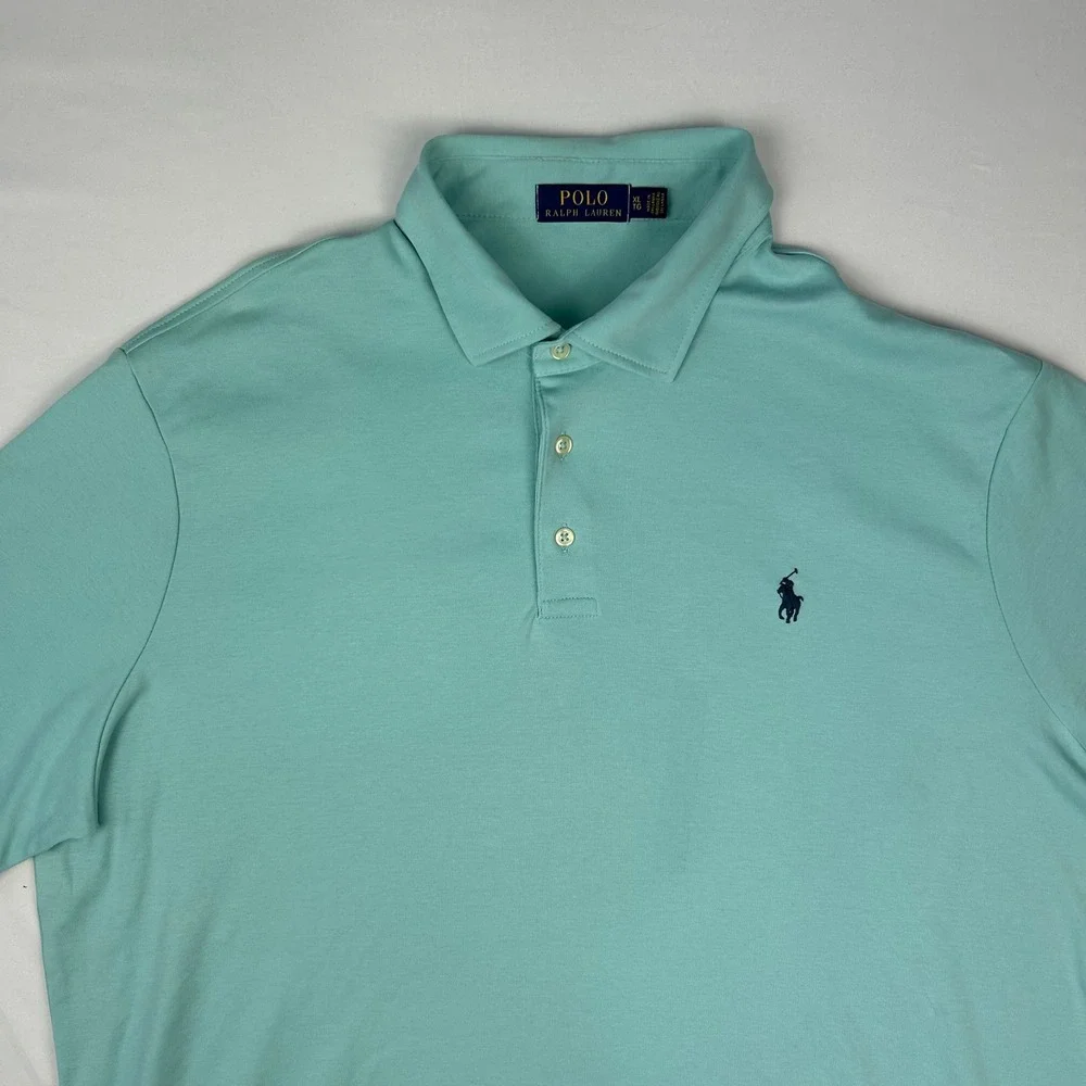 Polo Ralph Lauren Mens XL Mint Green Aqua‎ Cotton Short Sleeve Polo Shirt Logo